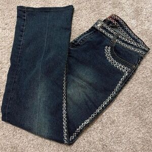 Y2K Vintage Platinum Plush Bootcut Flare Jeans | Dark Blue Wash | Size 13